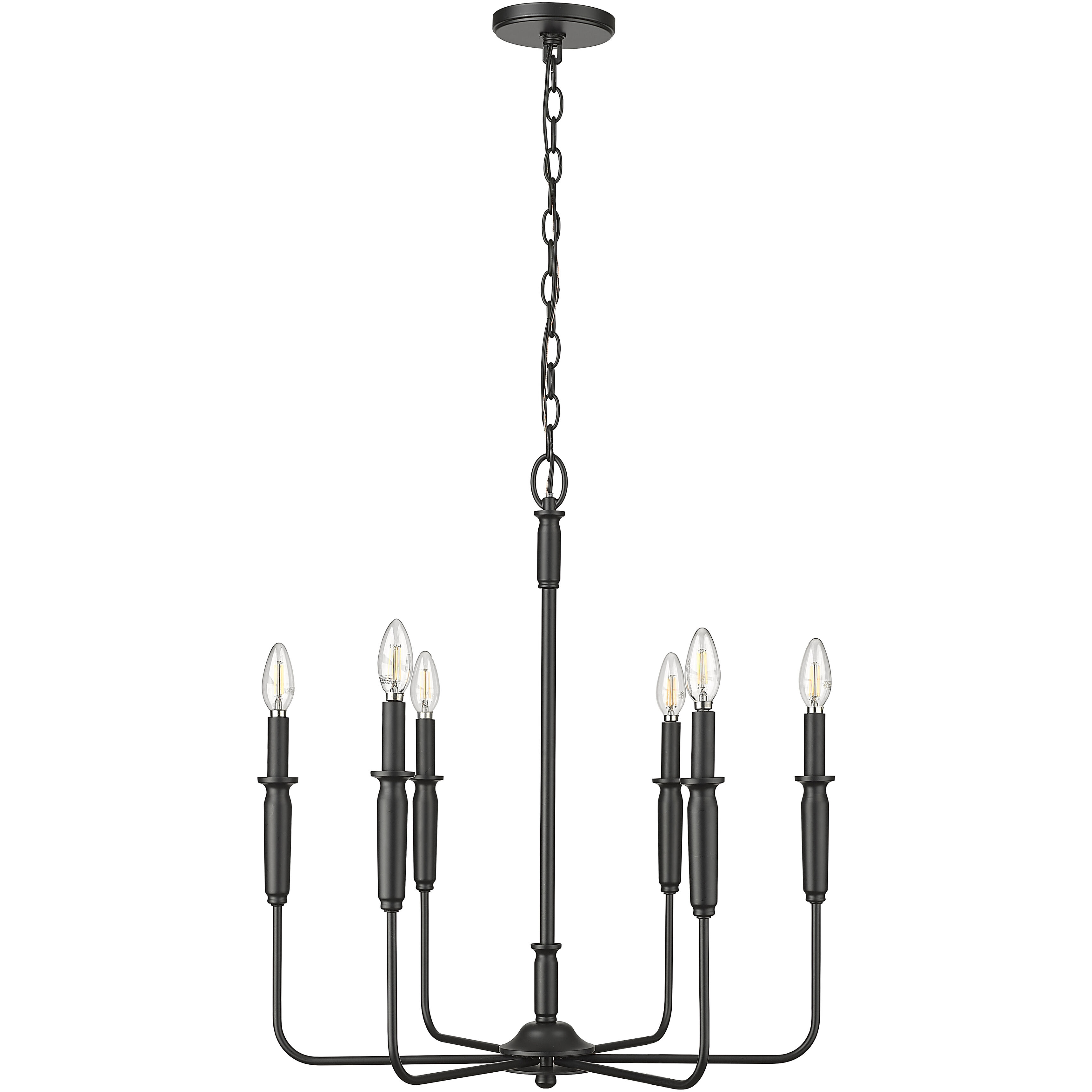 Savanne 6 Light 24.25 inch Matte Black Chandelier Ceiling Light